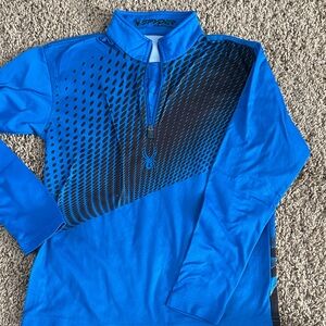 Spyder Blue and Black Graphic Quarter-Zip Snow/Ski Base Layer